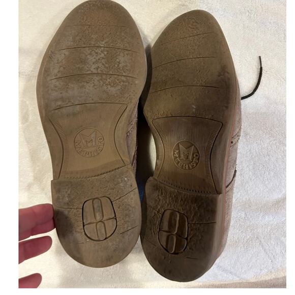 MEPHISTO Tan Light Brown Suede Wingtip Brogue Oxfords Dress Shoes Casual Men's 9 - Picture 6 of 12